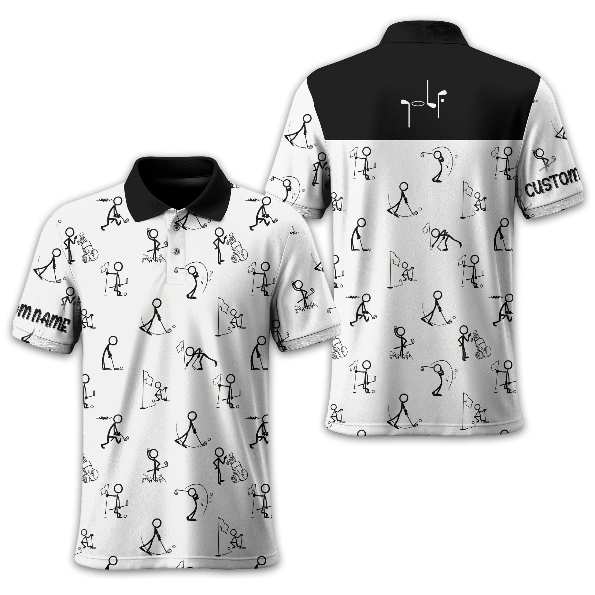 Funny Stick Figure Golf Polo ShirtGift For Golfers, Golf Gift For Men