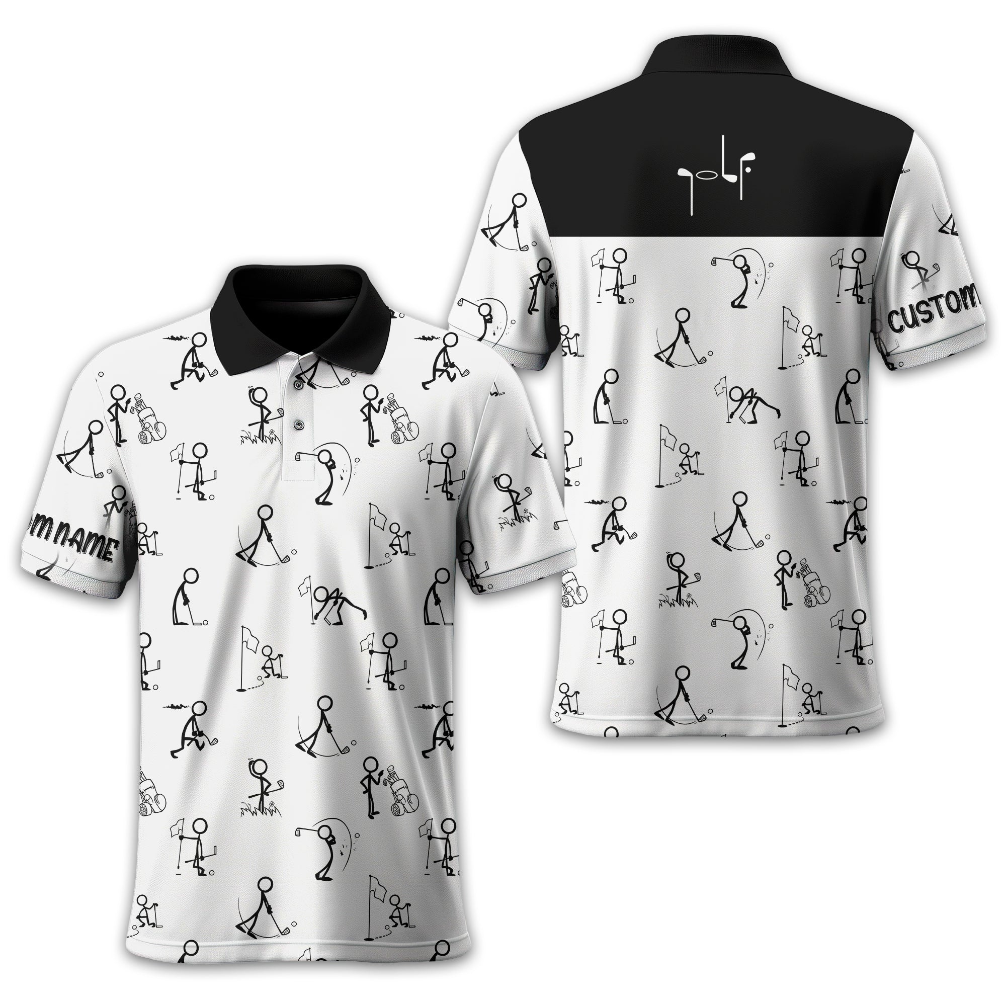 Funny Stick Figure Golf Polo ShirtGift For Golfers, Golf Gift For Men
