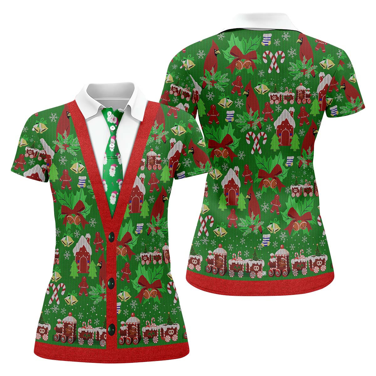 Christmas Pattern Fun Women's Golf Shirts, Christmas Golf Shirt, Unique Gift For Golfer, Ladies Golf Polos