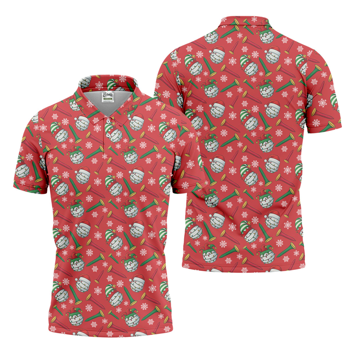 Funny Golf Ball Red Christmas Golf Shirt, Women's Golf Tops, Christmas Golf Gift
