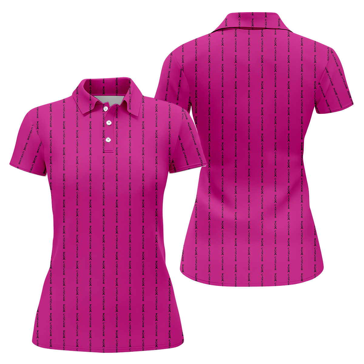 Fcancer Women's Golf Shirt, Breast Cancer Awareness Shirt, Pink Golf Shirt, Ladies Golf Tops