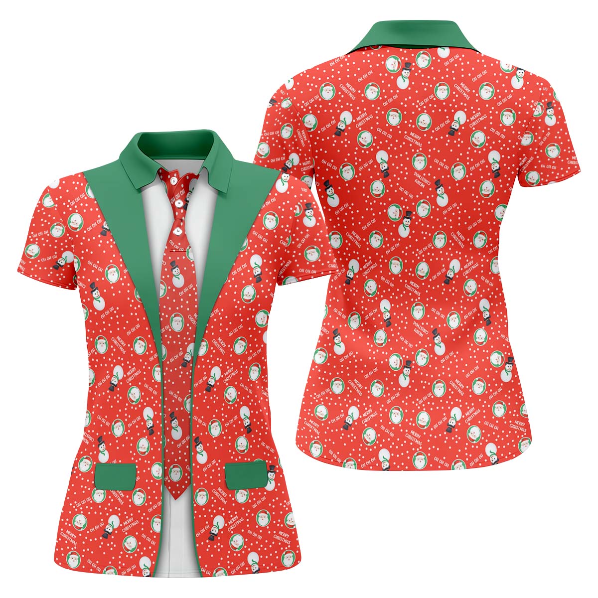 Ho Ho Ho Merry Christmas Funny Print Women's Golf Tops, Christmas Golf Shirt, Ladies Golf Polos