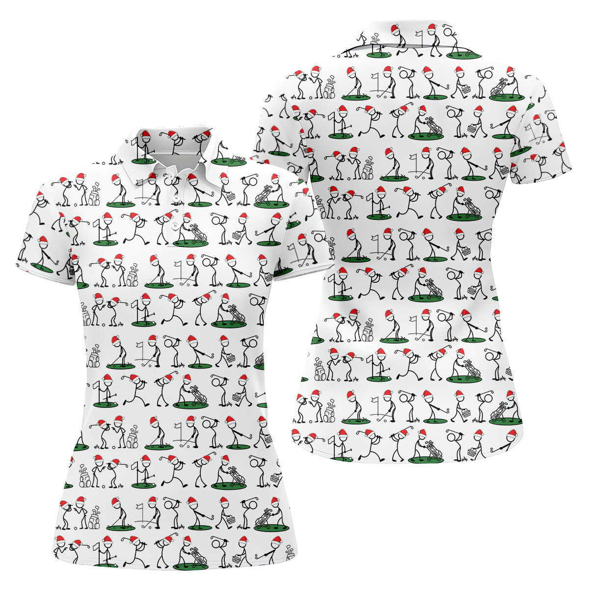 Funny Stickman Golf Pose Christmas Golf Shirt, Women's Golf Tops, Christmas Golf Gift