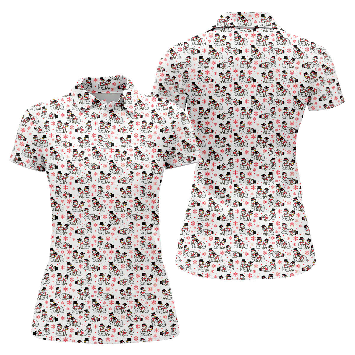Naughty Snowman White Golf Shirt, Christmas Golf Shirt, Fun Women's Golf Shirts, Ladies Golf Polos