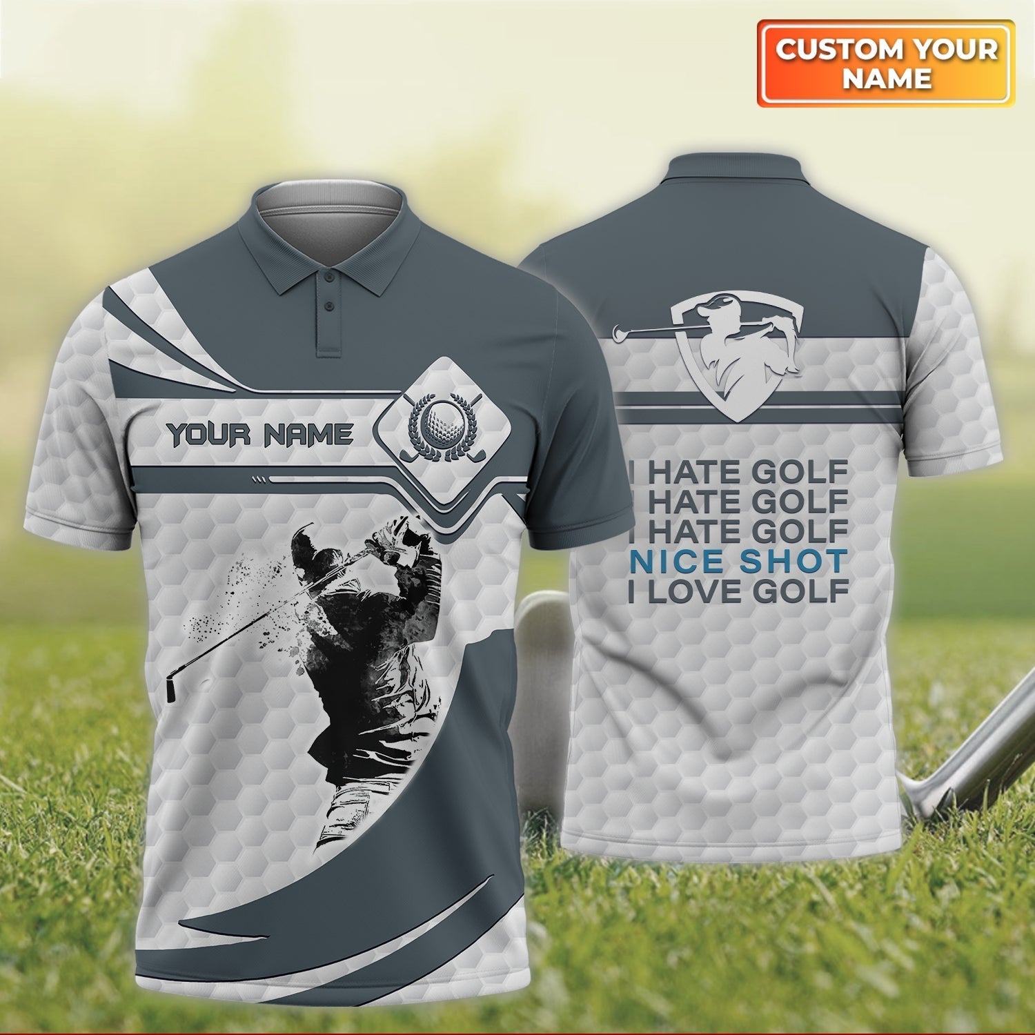 I Hate Golf Golf Men's Golf Polo ShirtGolfing Apparel, Mens Golf Gift, Funny Golf Shirt