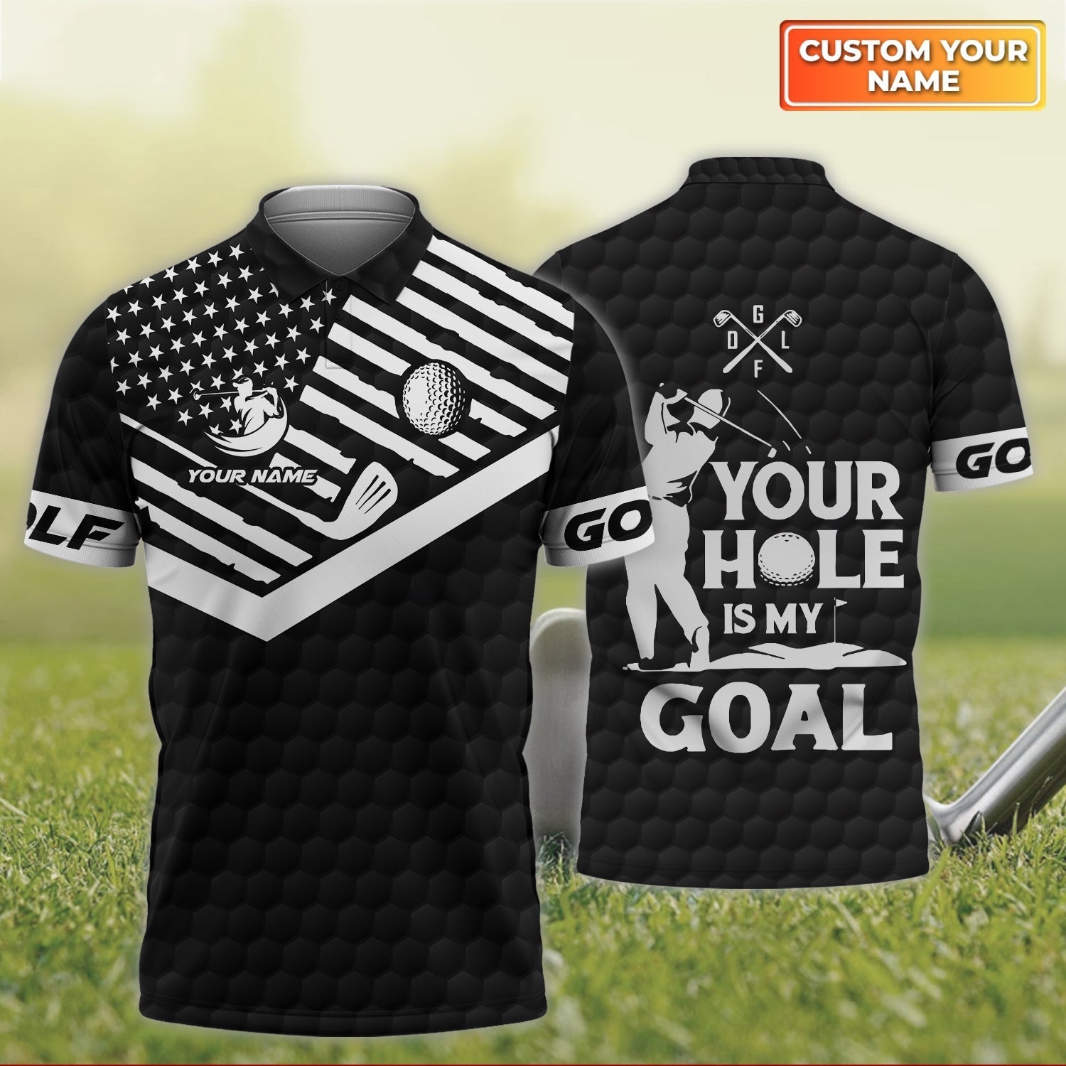 Your Hole Is My Goal Golf Men's Golf Polo ShirtGolfing Apparel, Mens Golf Gift, Funny Golf Shirt