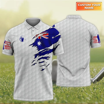 America Flag Golf Men's Golf Polo ShirtGolfing Apparel, Mens Golf Gift, Funny Golf Shirt