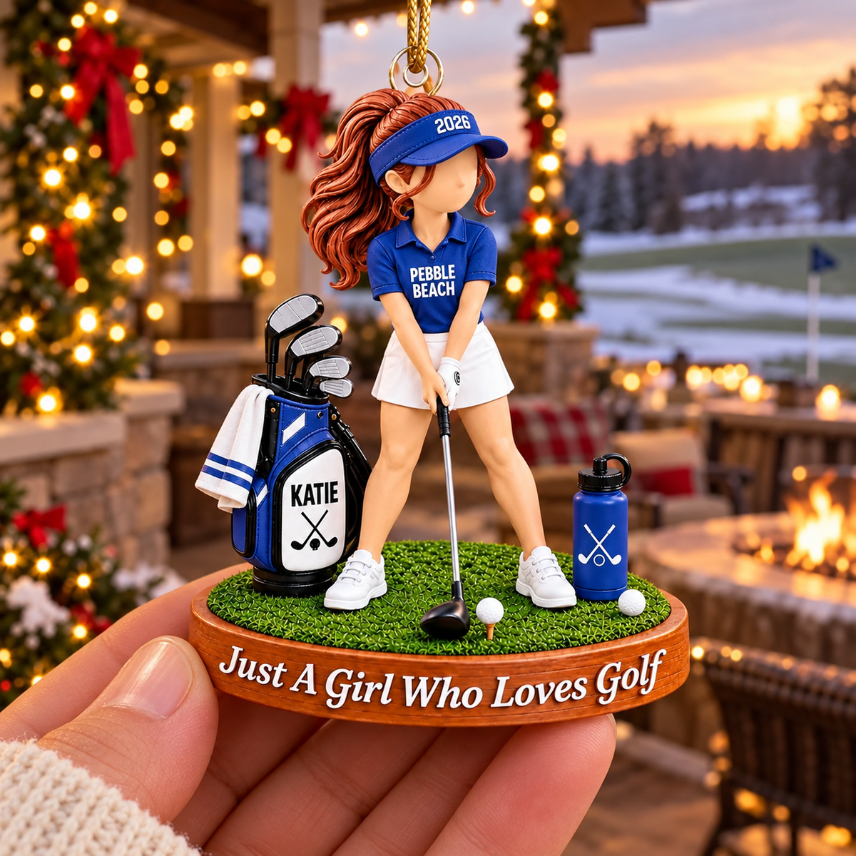 Custom Girl Loves Golf Acrylic Ornament, Christmas Tree Decor, Golf Gifts for Her