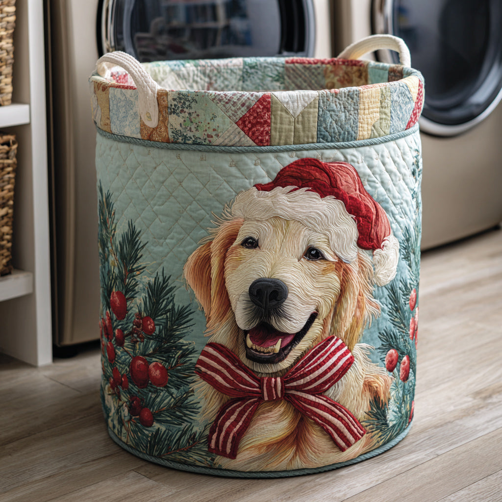 Santa Golden Retriever Laundry Basket Laundry Gifts, Housewarming Gift Ideas, Mother's Day Gifts