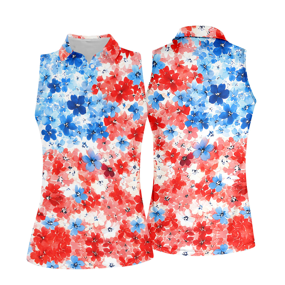 Red White Blue Hawaiian Golf Shirt, 250 Years Women's Golf Tops, Ladies Golf Shirts