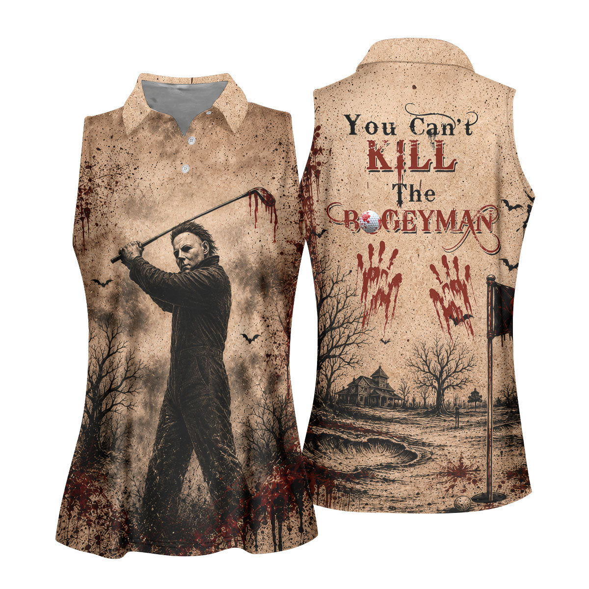 You Can't Kill The Bogeyman Halloween Golf Polo Shirt, Ladies Golf Shirt, Womens Golf Tops