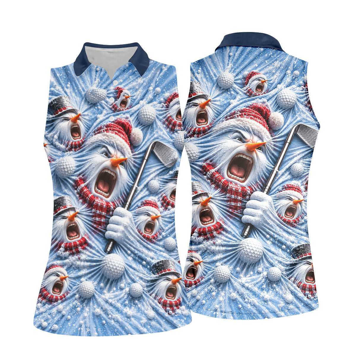 Christmas Screaming Snowman Polo Shirt, Christmas Golf Shirt For Women, Golf Apparel