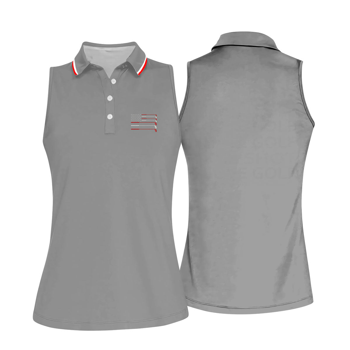 Golf Clubs US Flag Logo 250 Years Grey Golf Shirt, Patriotic 4th Of July Golf Shirt For Women