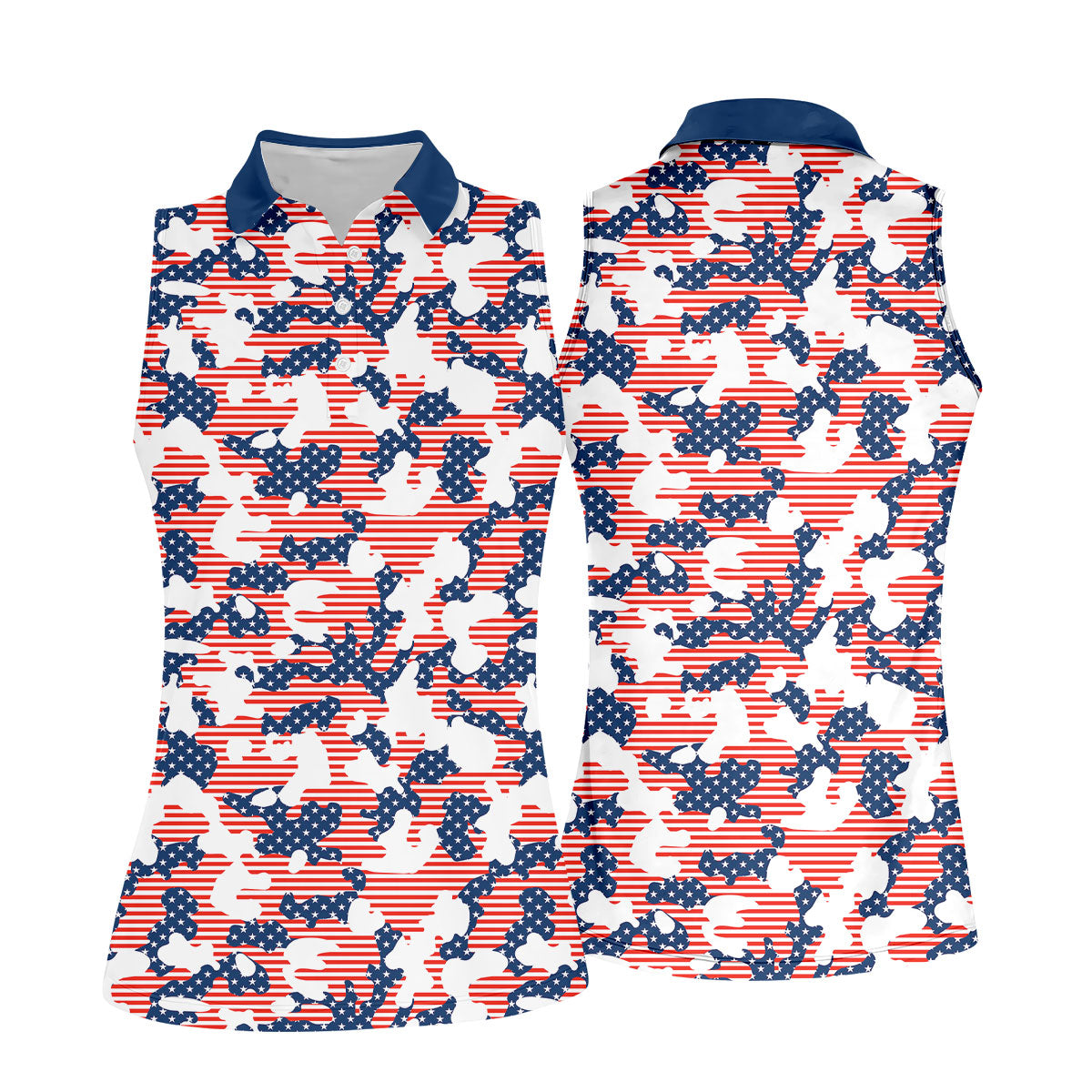 Red White And Blue Camo Patriotic Golf Shirt, 4th Of July Golf Shirt, 250 Celebration Golf Shirt For Women