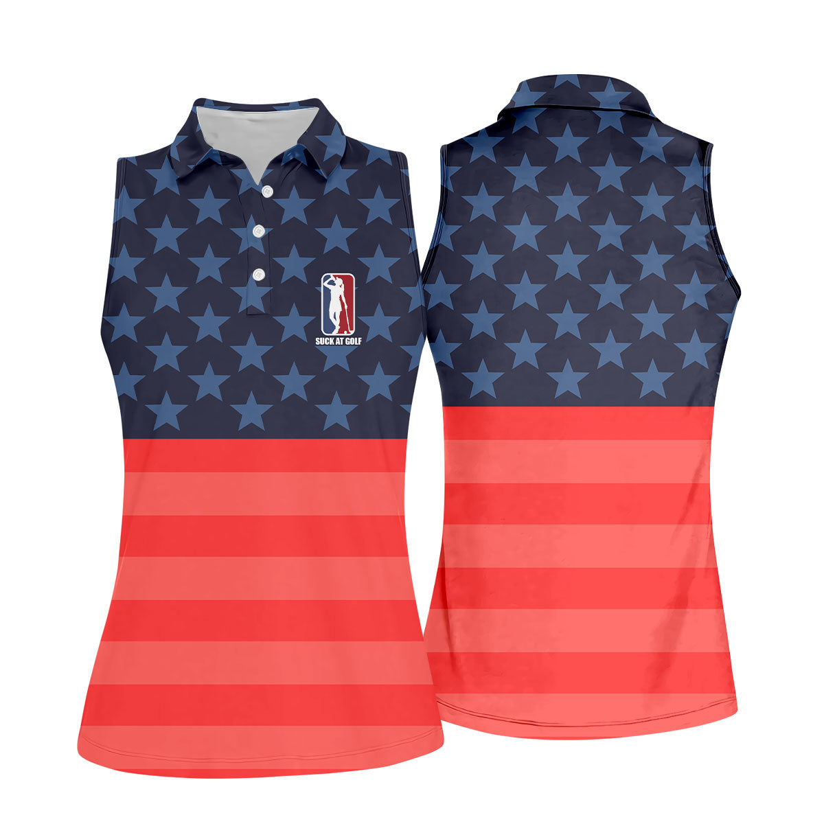 Funny Suck At Golf Drunk Golfer Golf Shirt For Women, Patriotic 4th Of July Golf Shirt
