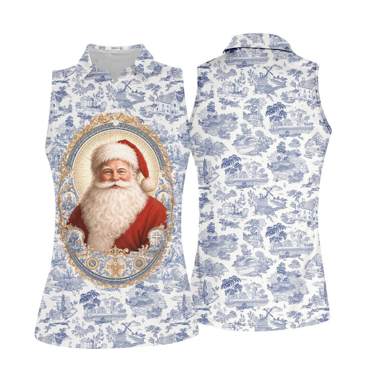 Xmas In July Santa Portrait Christmas Polo Shirt, Women’s Golf Polo, Golf Tops For Women