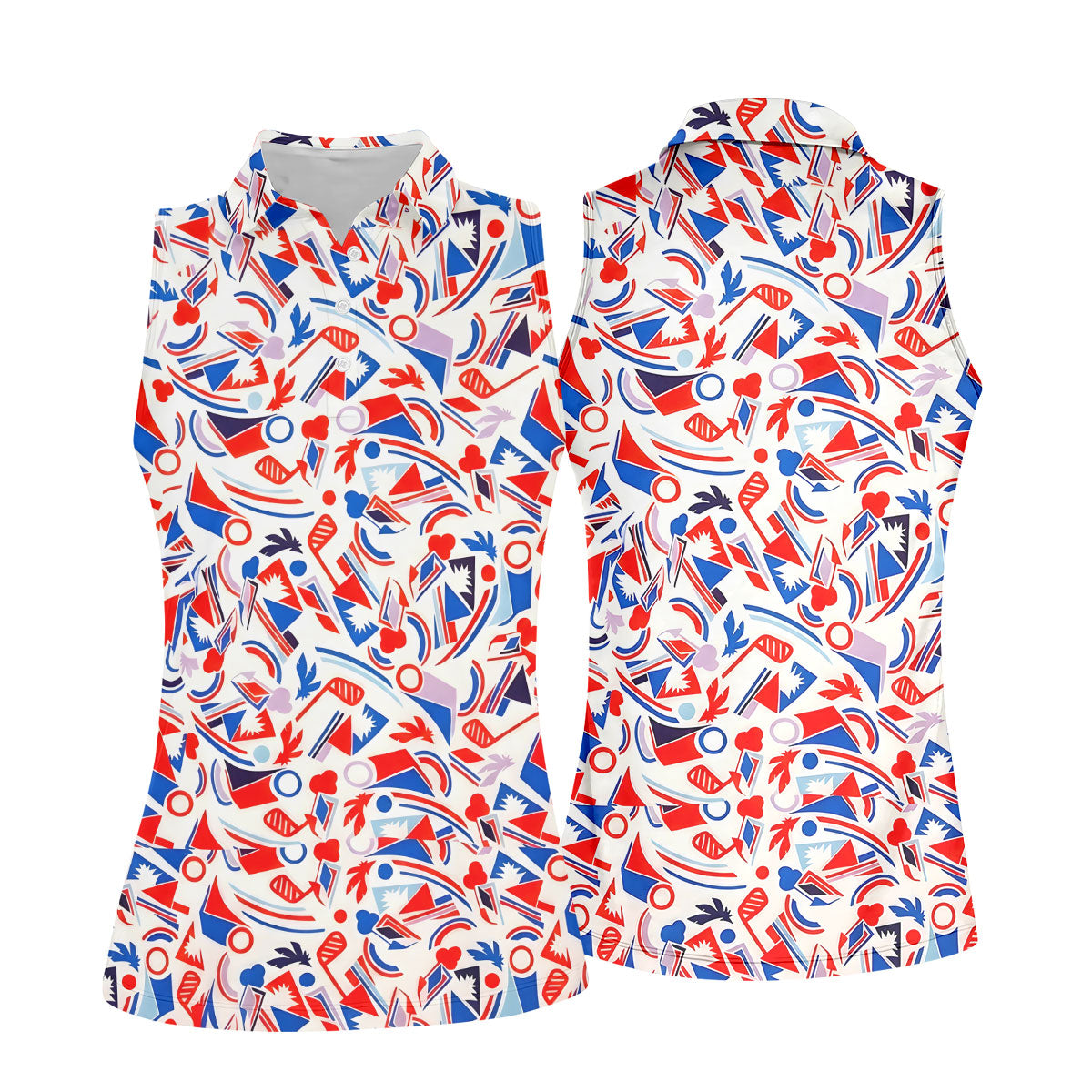 Red White Blue Golf Pattern Patriotic Golf Shirt, 250 Years Of Freedom 4th Of July Golf Shirt For Women