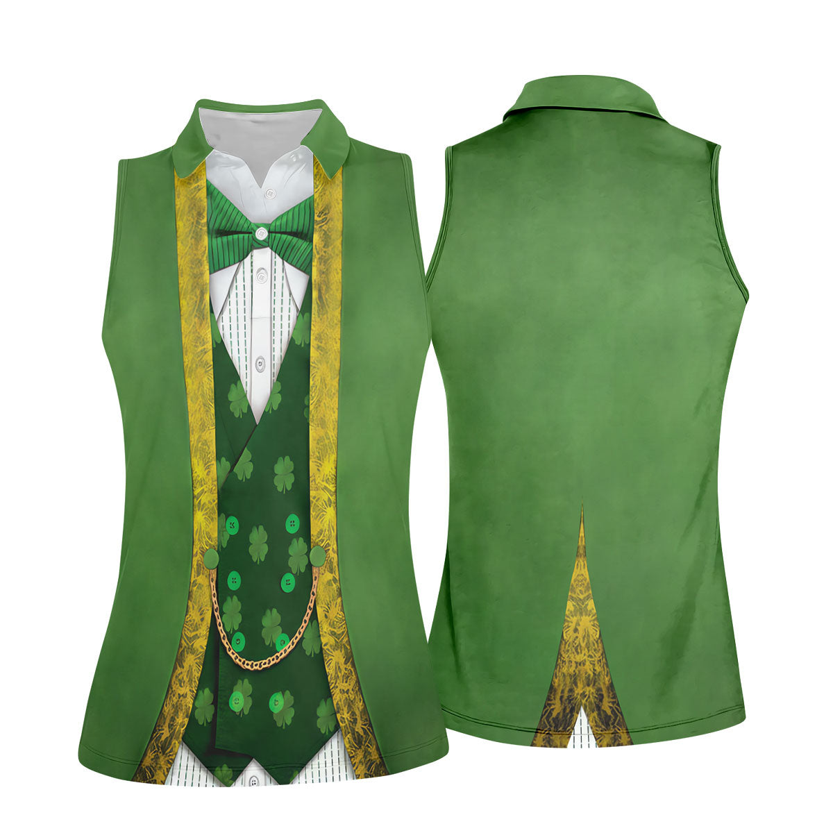 St Patrick's Day Leprechaun Costume Print Women's Golf Shirts, Ladies Golf Polos, Golf Shirt For Women
