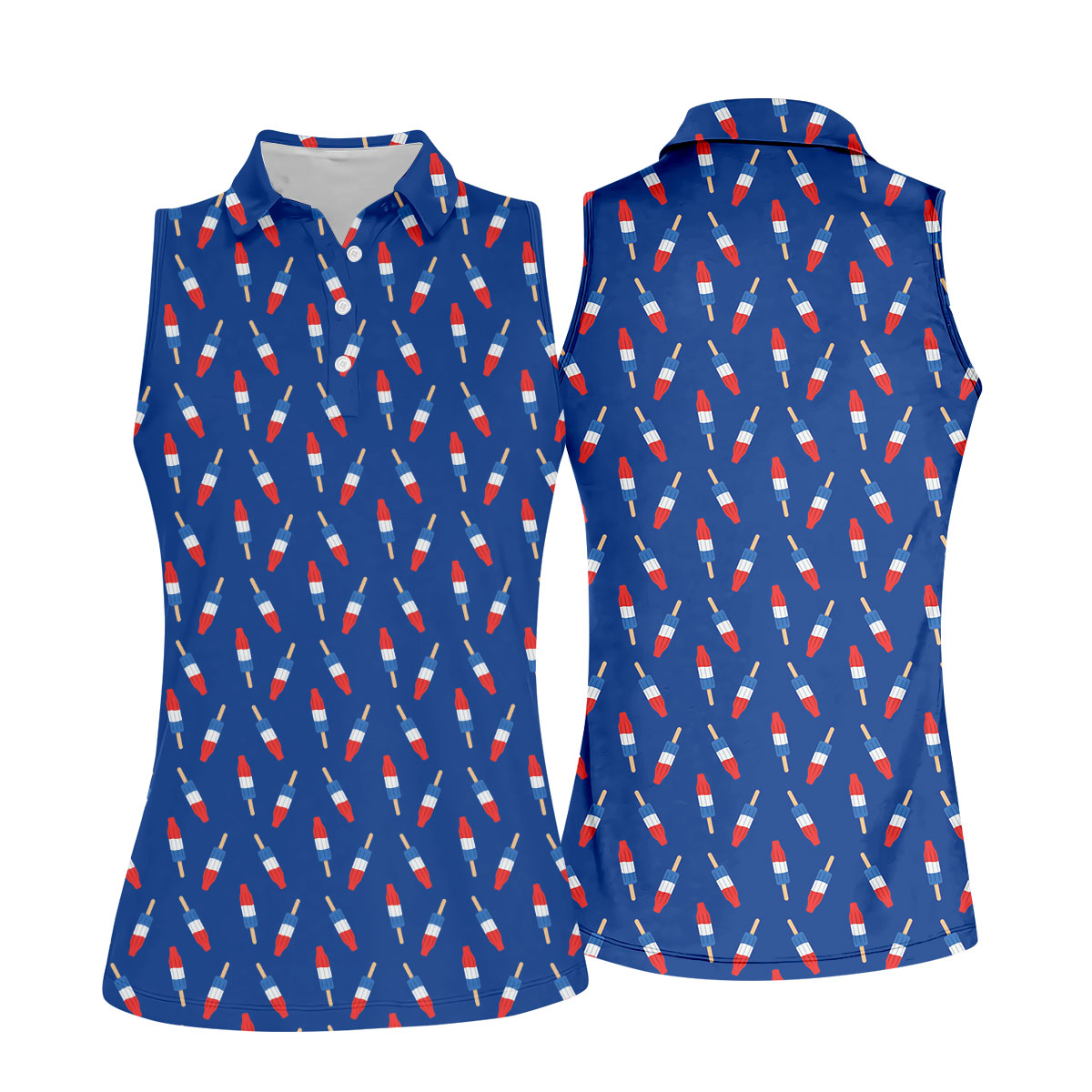 Red White Blue Patriotic Popsicles 4th Of July Golf Shirt, 250th Anniversary Golf Shirt For Women