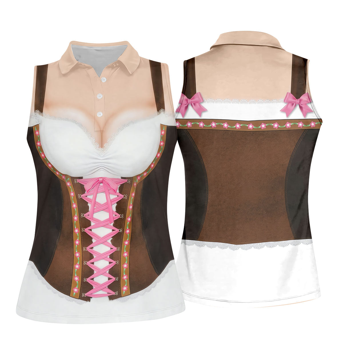 Funny Oktoberfest Dirndl Costume Polo Shirt, Womens Golf Apparel, Womens Golf Polo