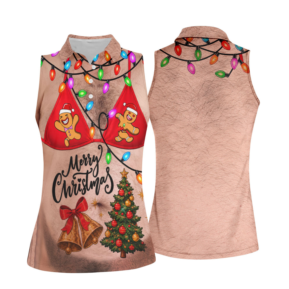 Merry Christmas Gingerbread Bra Polo Shirt, Ladies Golf Shirts, Golf Tops For Women