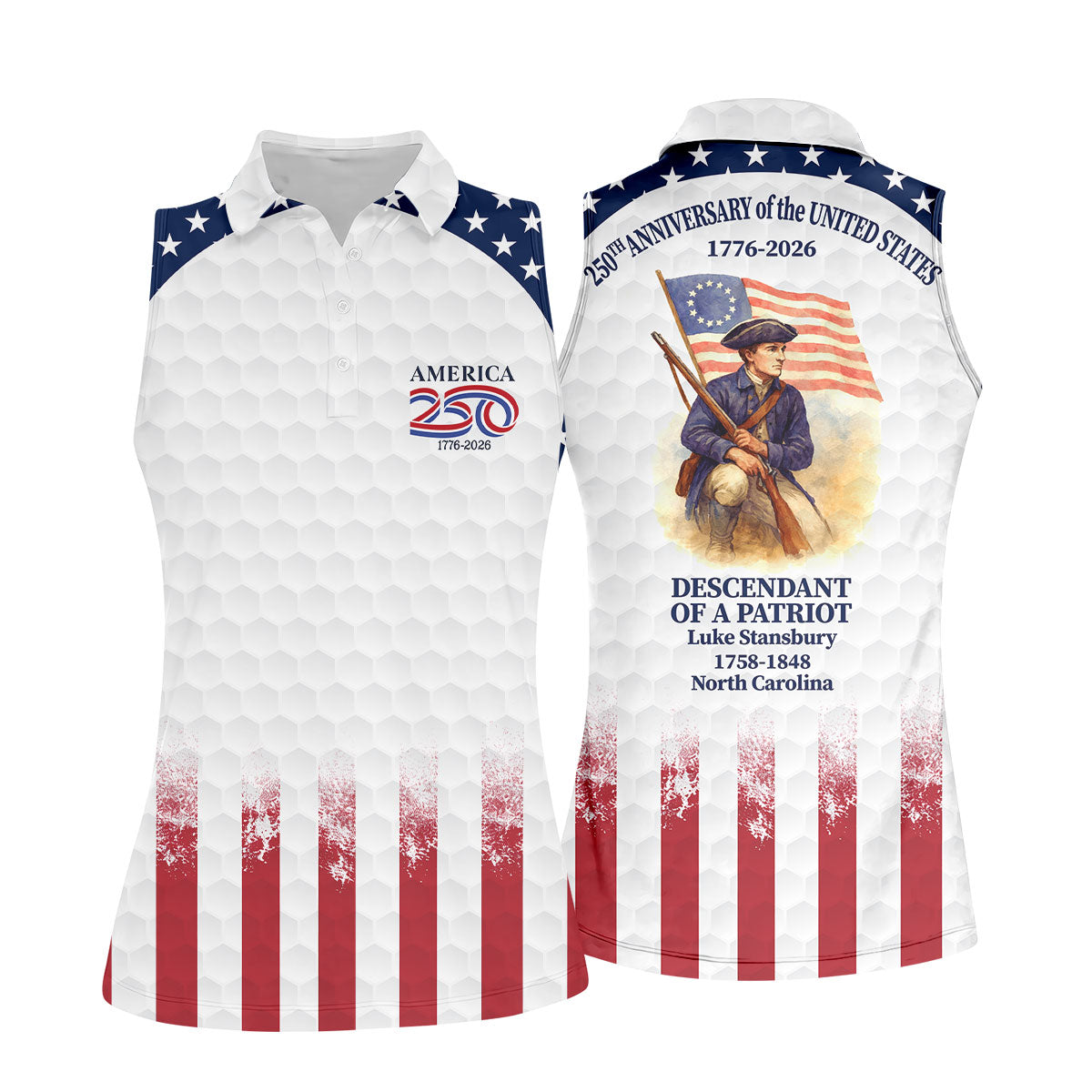 250th Anniversary Descendant Of A Patriot American Flag Golf Shirt, Patriotic 4th Of July Golf Shirt For Women