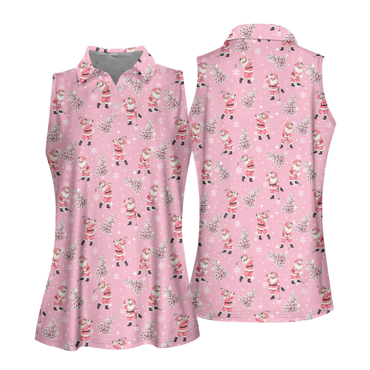 Funny Pink Santa Golfer Christmas Golf Shirt, Golf Shirts For Women, Women's Golf Tops