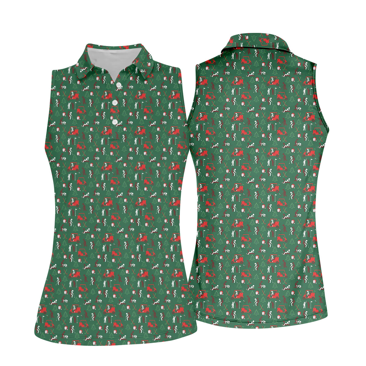 Christmas Golf Cart and Golfer Polo Shirt, Women’s Golf Polo, Golf Tops For Women