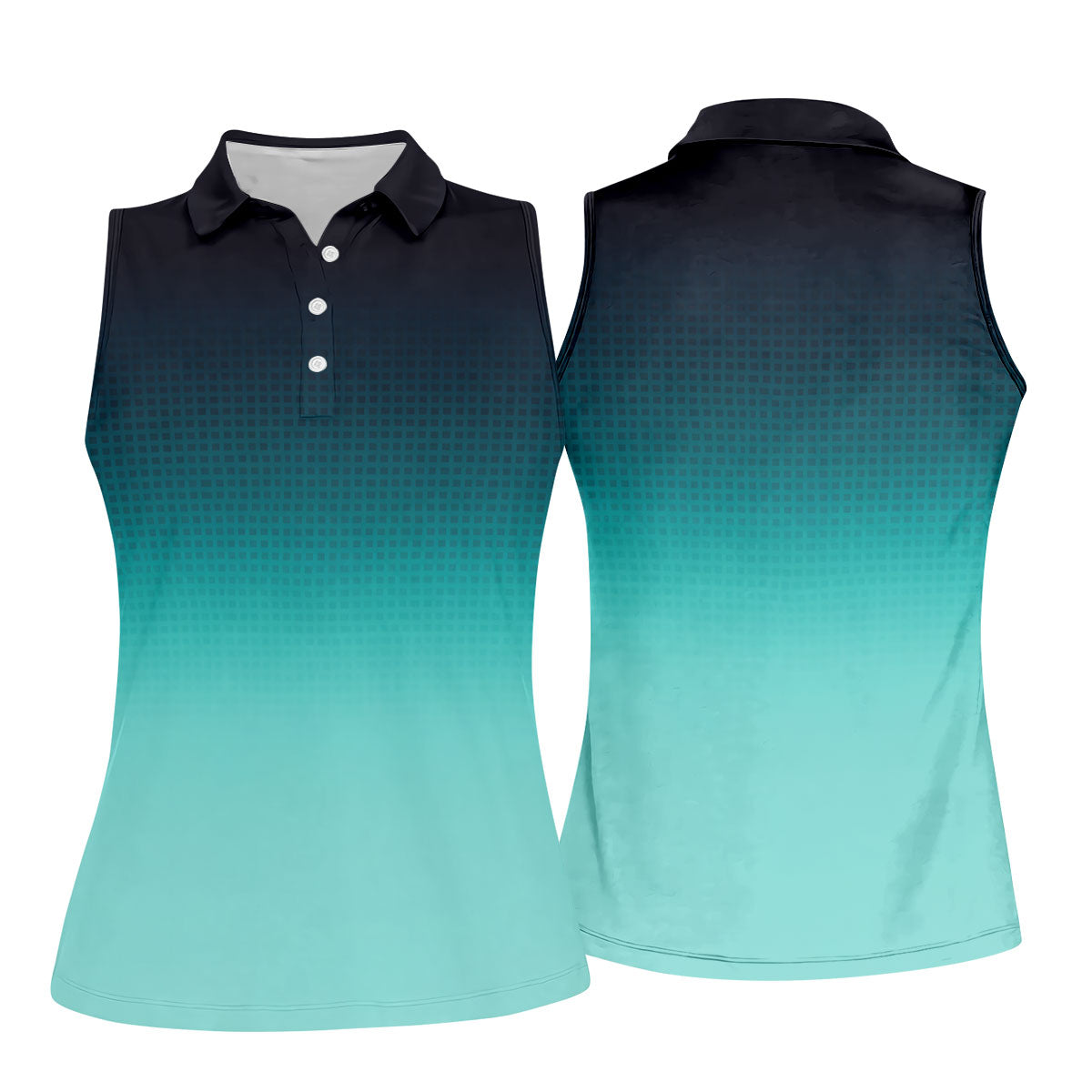 Turquoise Gradient Hawaiian Golf Shirt, Ladies Golf Tops, Golf Shirt For Women