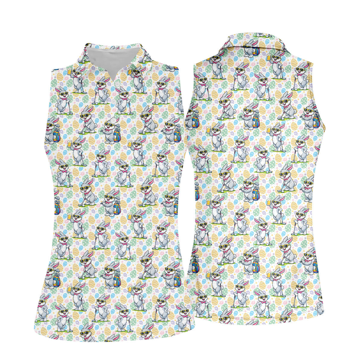 Funny Easter Bunny Golf And Beer Women Golf Top, Fun Women's Golf Shirts, Ladies Golf Shirts
