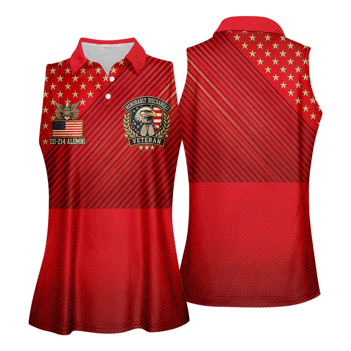 Veterans Day USA Eagle Emblem Polo Shirt, Golf Shirts For Women, Womens Golf Tops