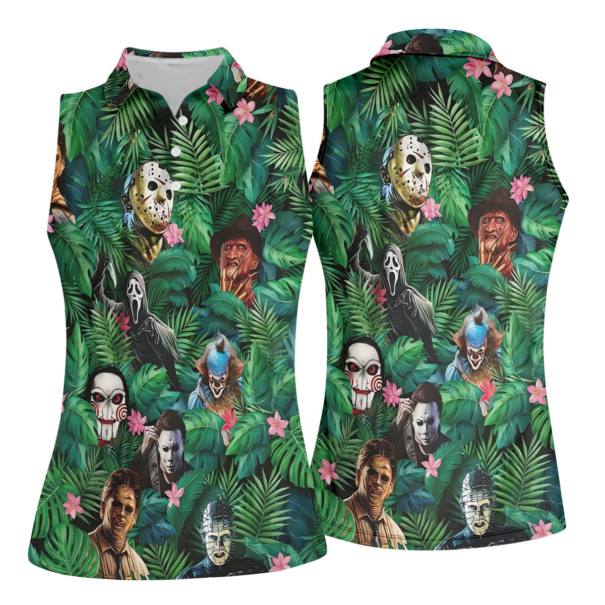 Hidden Horror Villains Jungle Hawaiian Golf Shirt, Women’s Golf Polo, Golf Shirts For Women