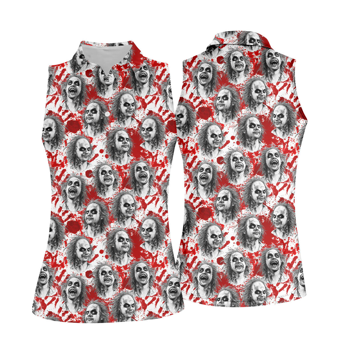 Halloween Horror Character Faces Polo Shirt, Golf Shirts For Women, Golf Polo For Women