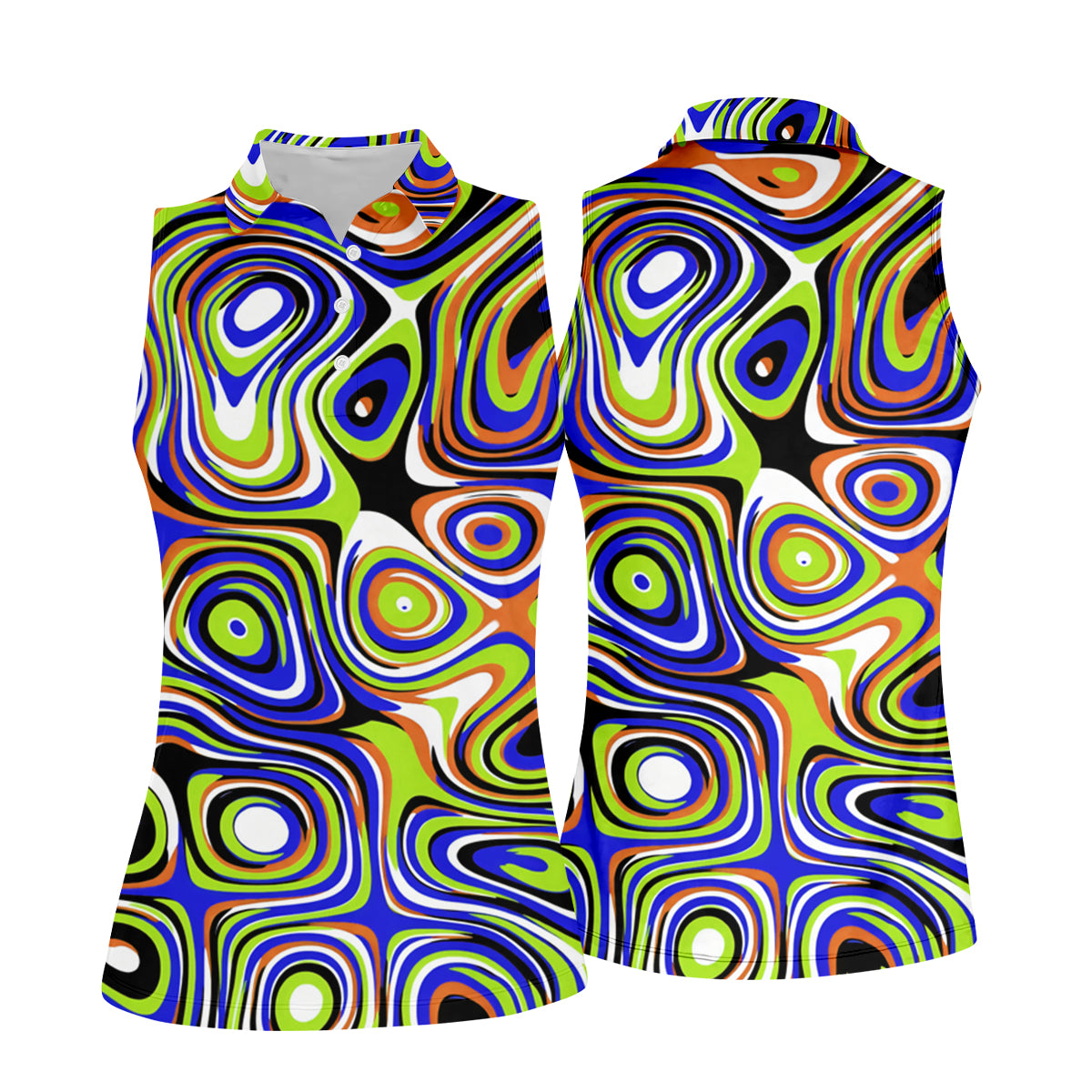 Blue And Green Fluid Art Cool Golf Shirt, Women's Golf Tops, Ladies Golf Shirts, Women's Polo Shirt