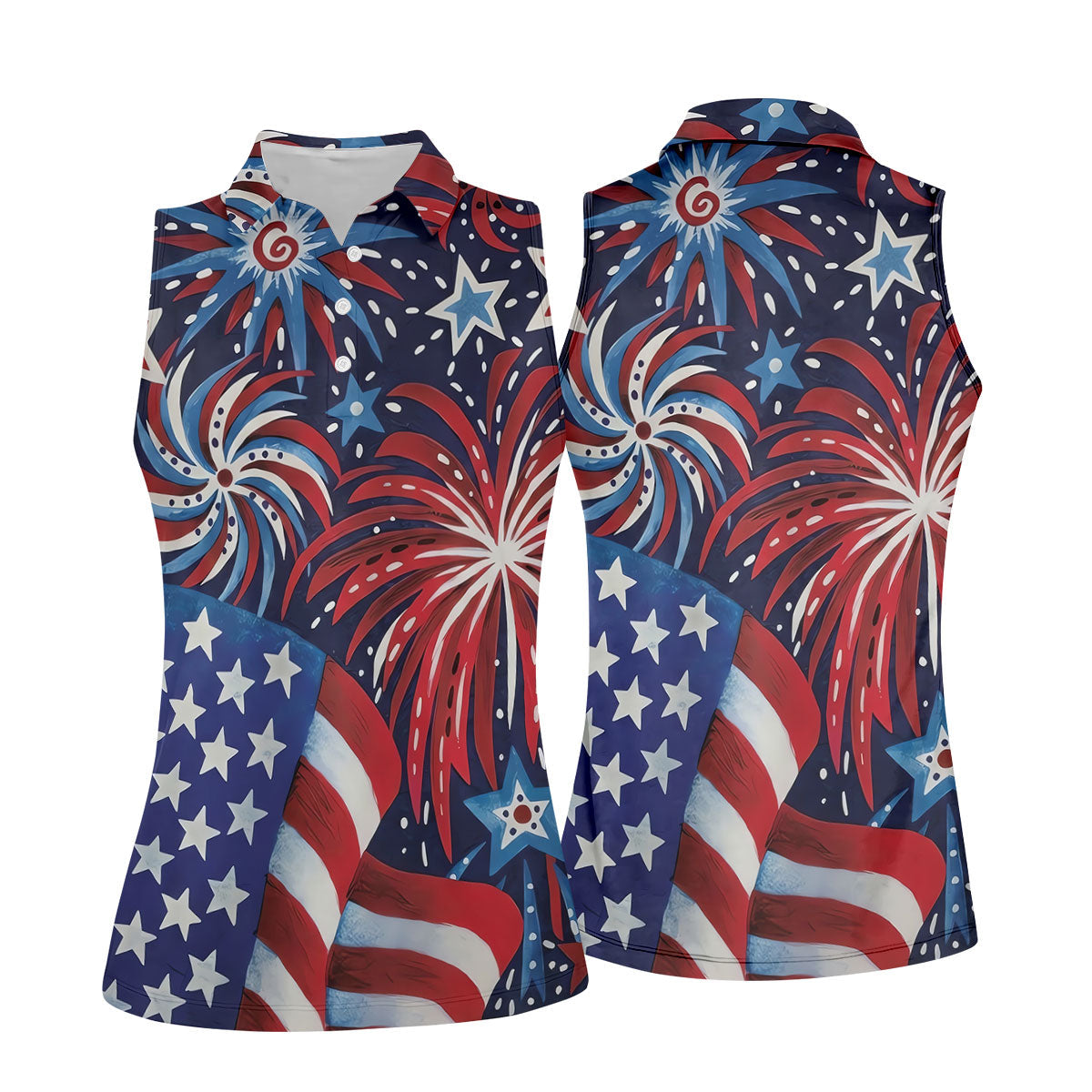 American Flag Pattern Red White Blue 250th Anniversary Patriotic Golf Shirt, Women's Polo Shirt