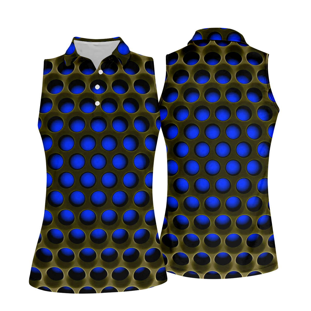 3D Effect Circular Pattern Navy Golf Shirt, Cool Golf Outfit, Women Golf Top, Ladies Golf Shirts