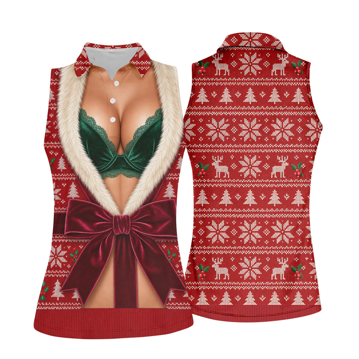Funny Festive Christmas Costume Polo Shirt, Women’s Golf Polo, Golf Tops For Women
