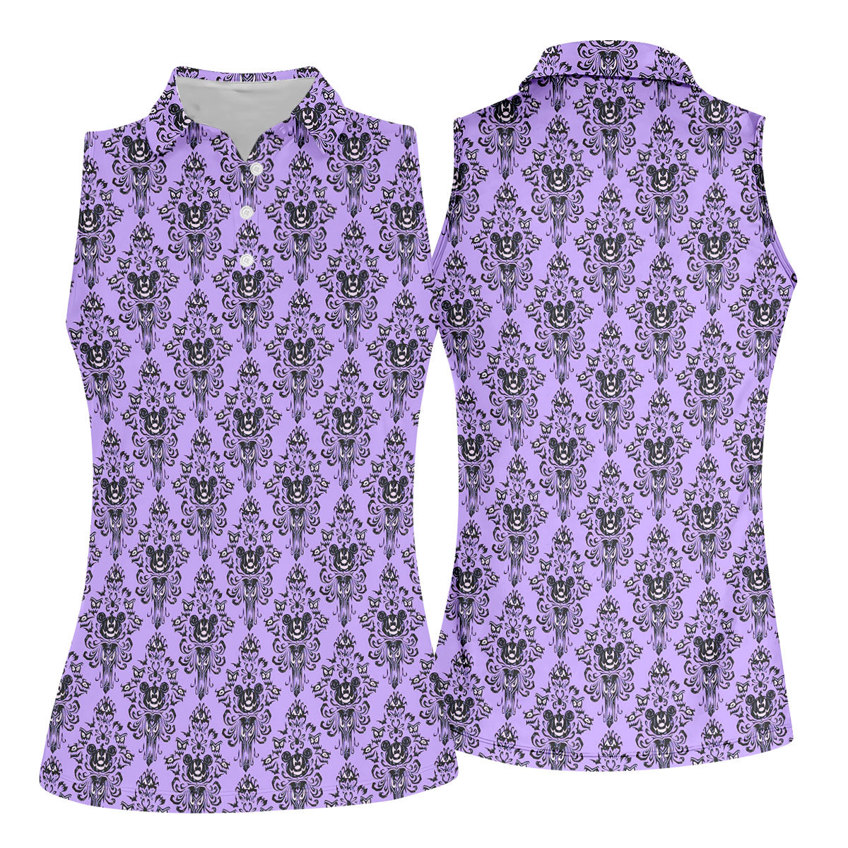 Purple Demon Face And Bat Halloween Polo Shirt, Golf Polo For Women, Ladies Golf Shirts