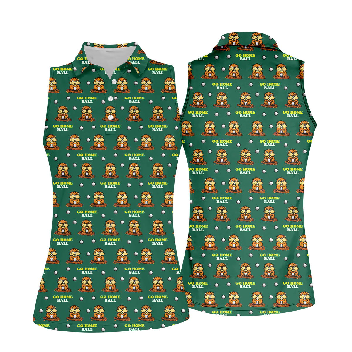 Go Home Ball Funny Groundhog Women's Golf Tops, Ladies Golf Shirts, Golf Shirt For Women