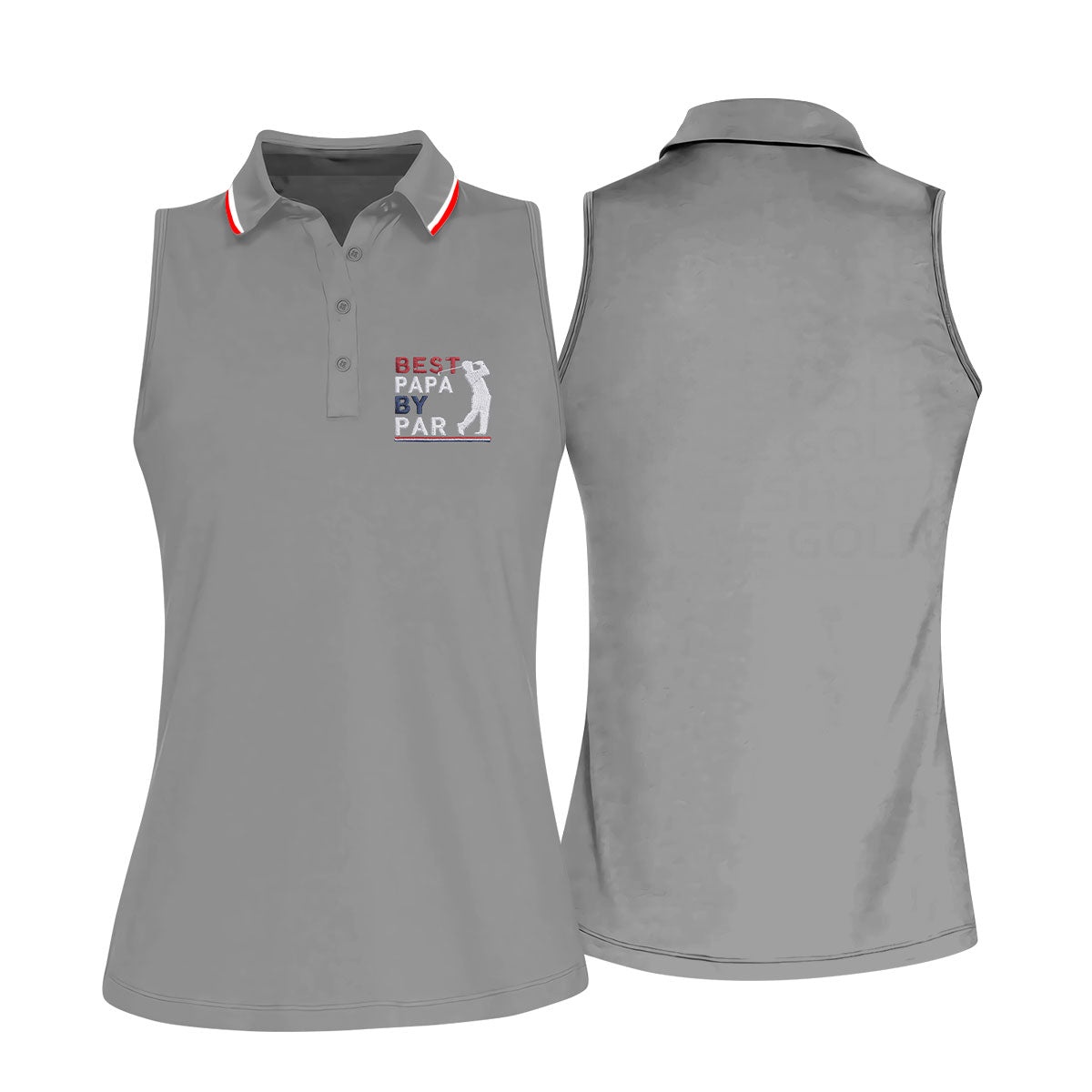 Gray Best Papa By Par Embroidered Golf Polo Shirt, Golf Polo For Women, Women’s Golf Apparel