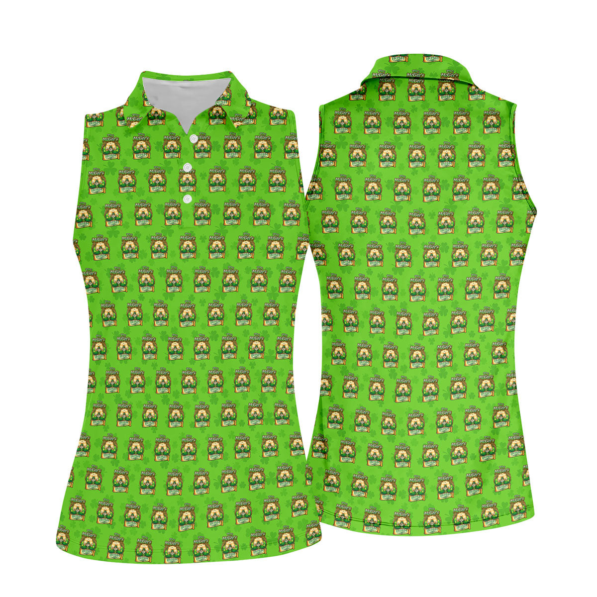 Green St Patrick's Day Funny Adult Shamrock Golf Shirt, Women's Golf Tops, Ladies Golf Polos