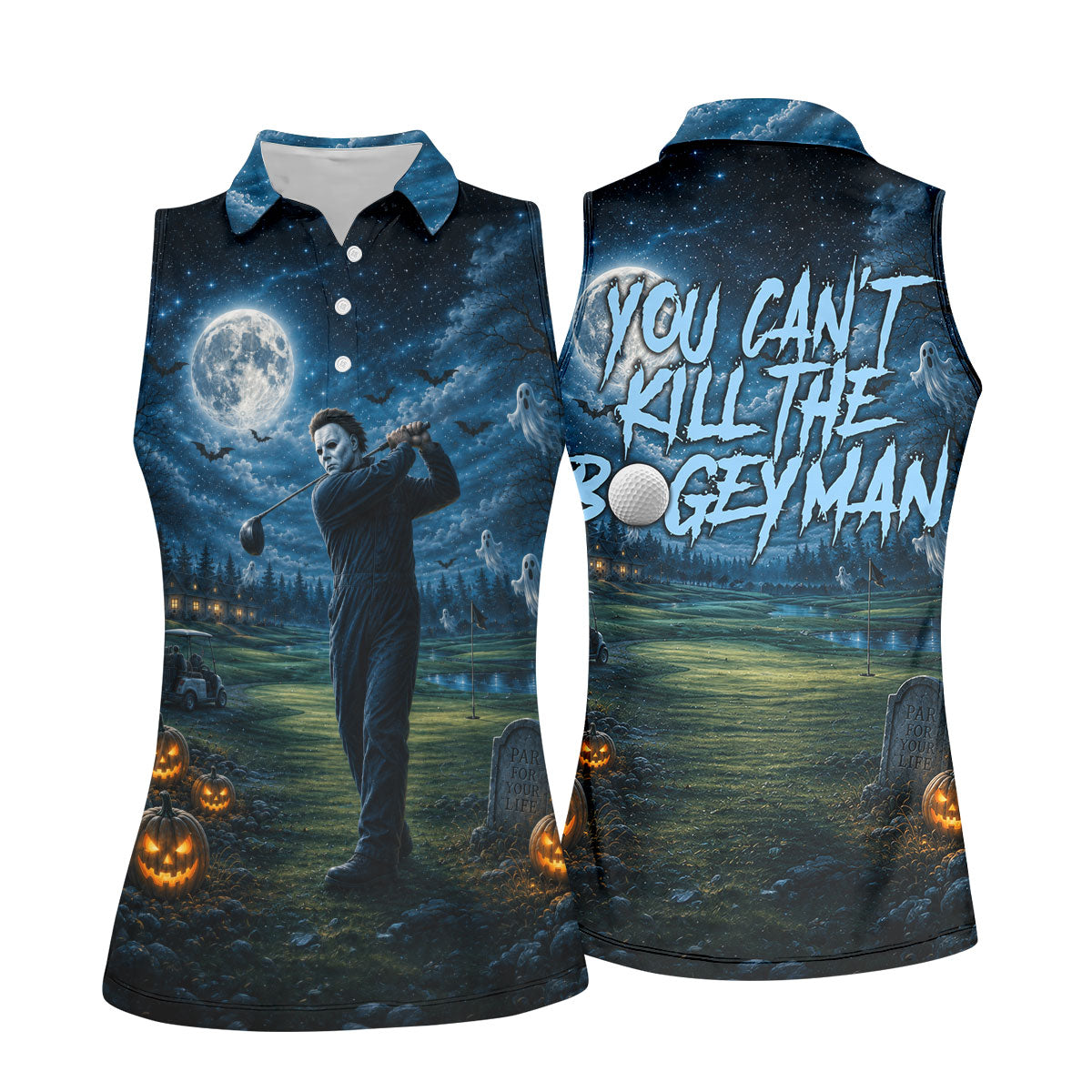 You Can't Kill The Bogeyman Halloween Ghost Polo Shirt, Women’s Golf Polo, Ladies Golf Top