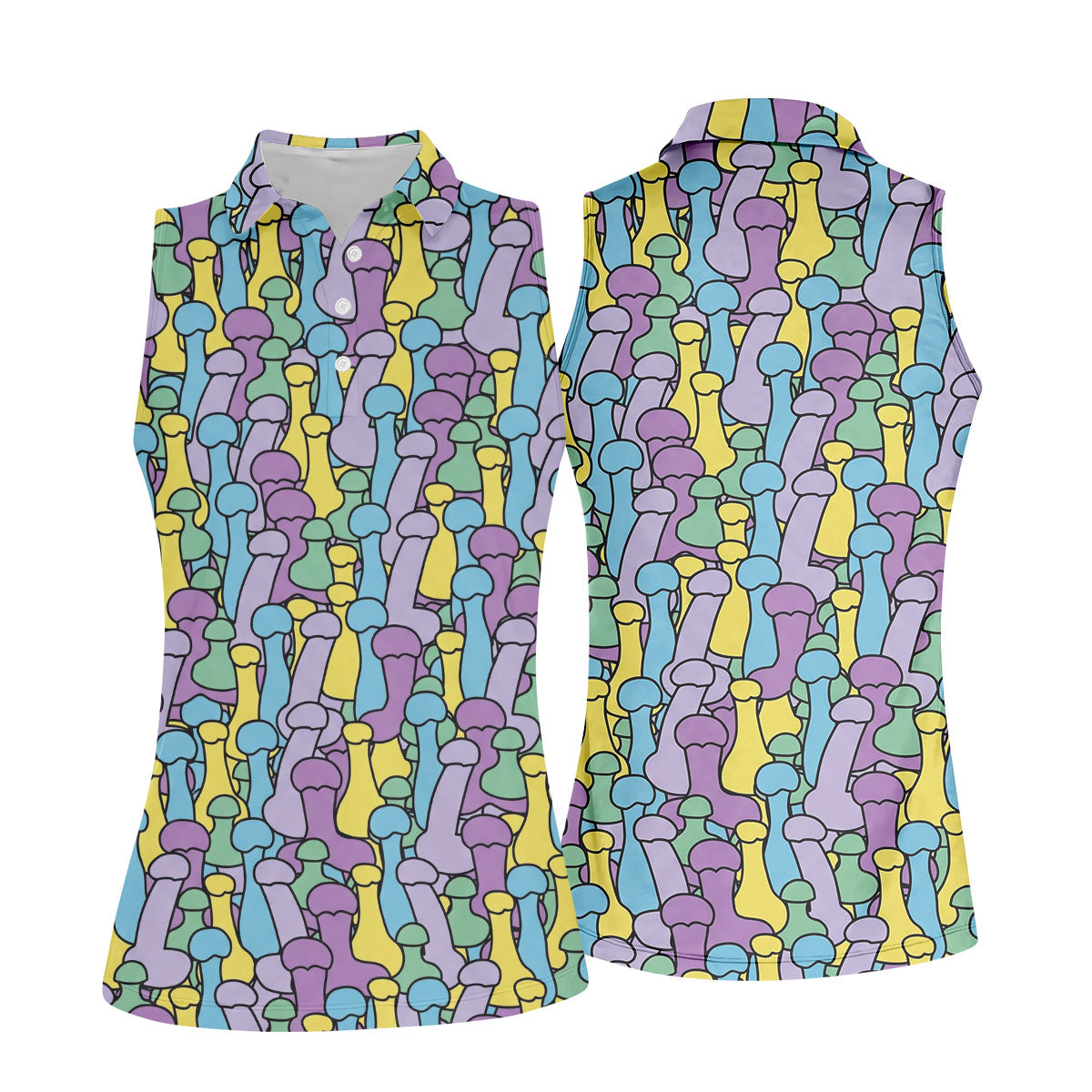 Funny Colorful Adult Humor Pattern Polo Shirt, Golf Shirts For Women, Women’s Golf Apparel