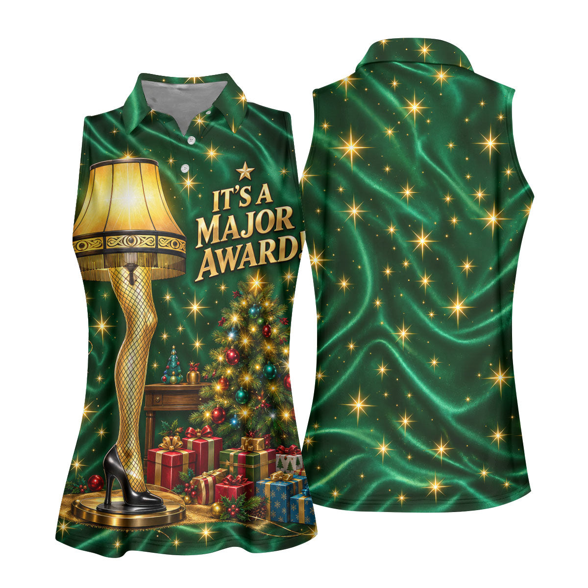 Major Award Leg Lamp Christmas Golf Polo Shirt, Women Golf Shirts, Christmas Golf Shirt
