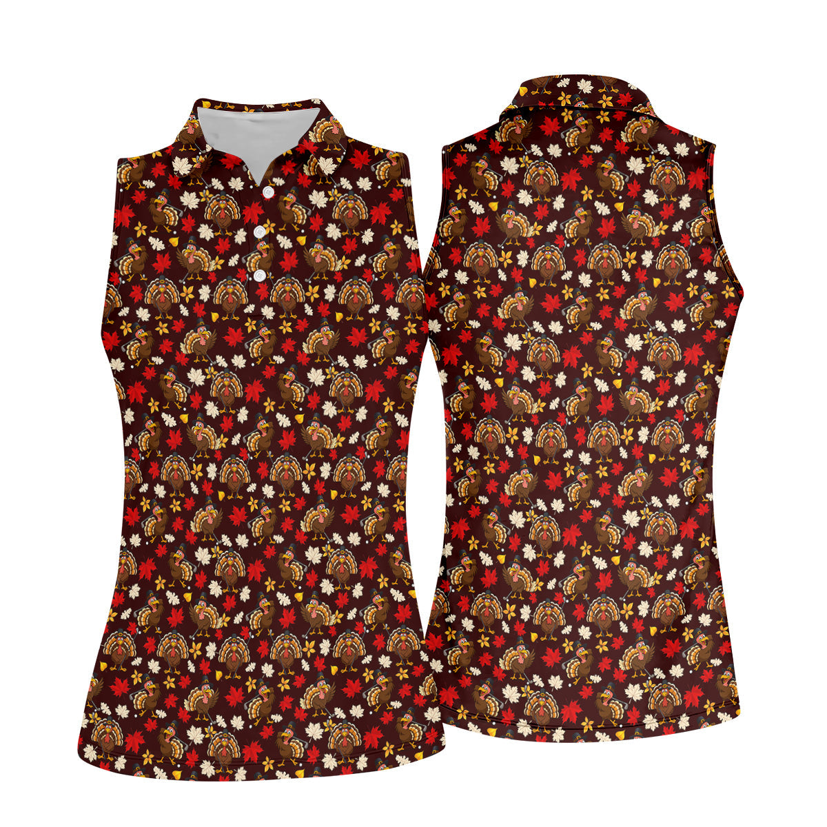 Funny Thanksgiving Turkey Golf Pose Women Golf Top, Ladies Golf Polos, Golf Gifts For Women