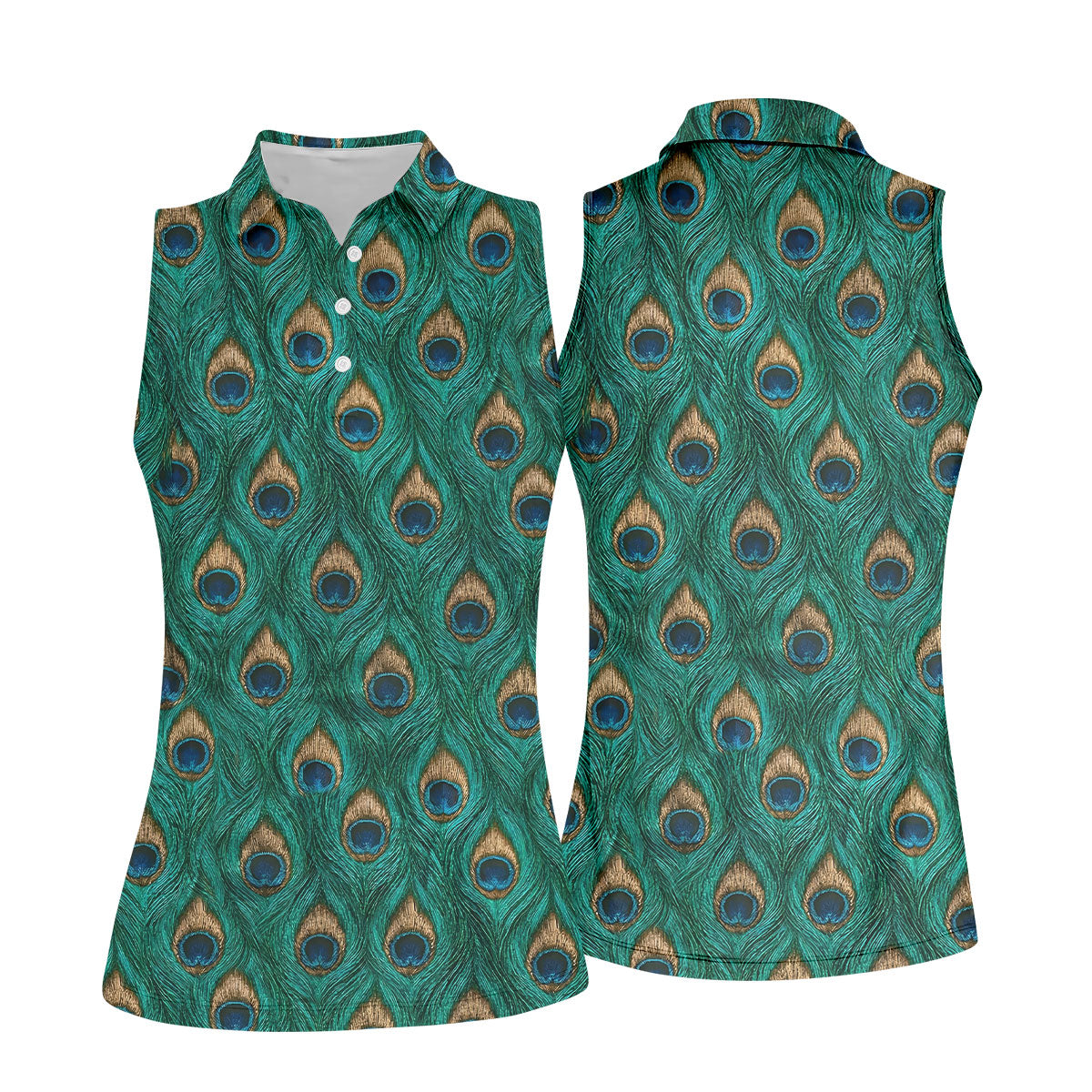 Peacock Feather Pattern Hawaiian Golf Shirt, Hawaiian Golf Shirt, Women’s Golf Apparel, Printed Golf Shirt