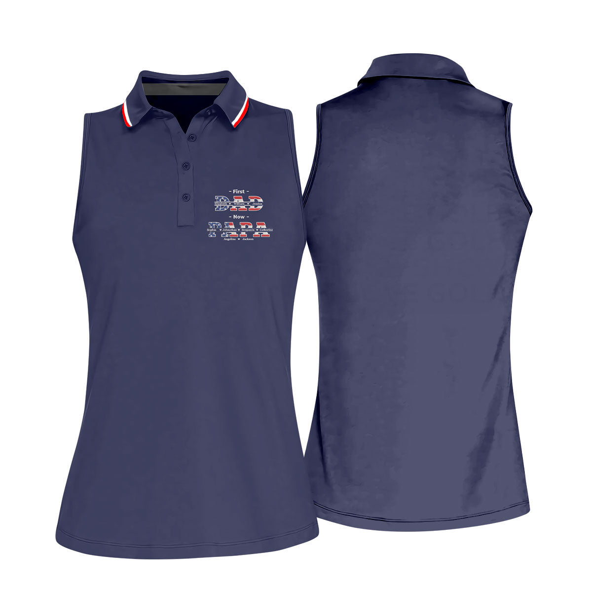 Navy First Dad Now Grandpa Golf Polo Shirt, Women’s Golf Apparel, Golf Shirts For Women