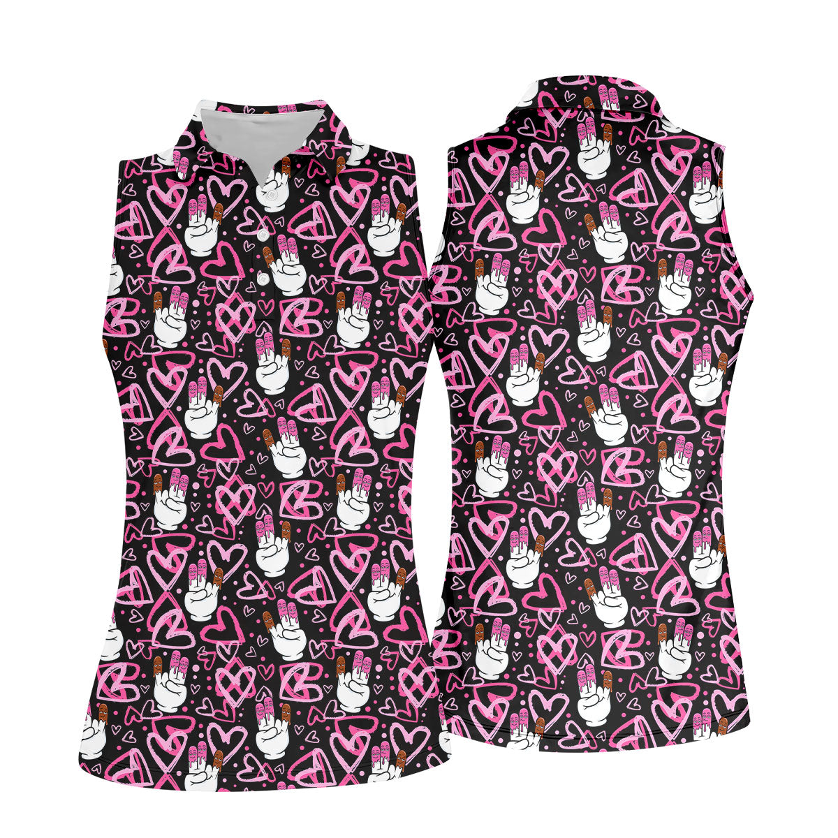 Chocolate Fingers Adult Humor Heart Pattern Fun Women's Golf Shirts, Valentines Golf Gift, Women's Golf Tops