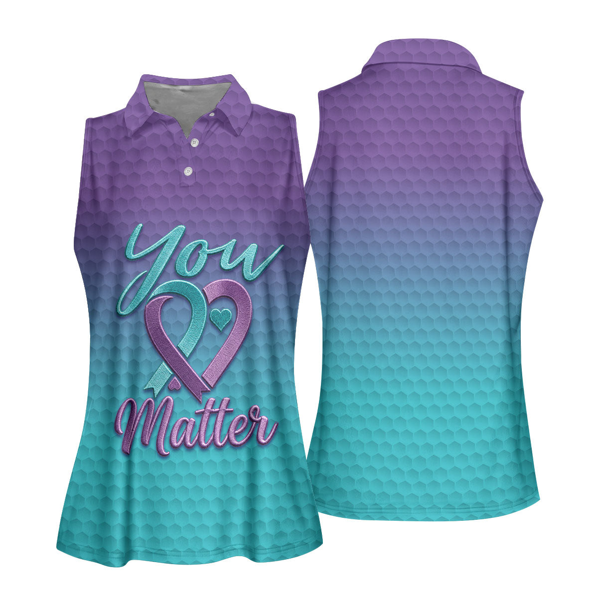 You Matter Suicide Prevention Ribbon Heart Golf Shirts For Women, Performance Golf Shirt