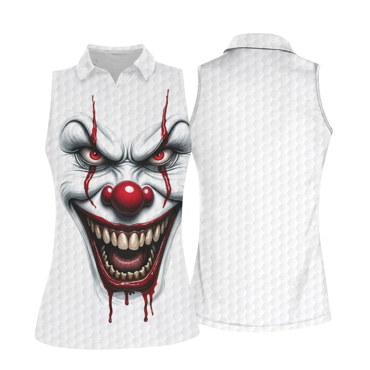 Clown Horror Character Golf Ball Halloween Polo Shirt, Ladies Golf Shirt, Womens Golf Tops